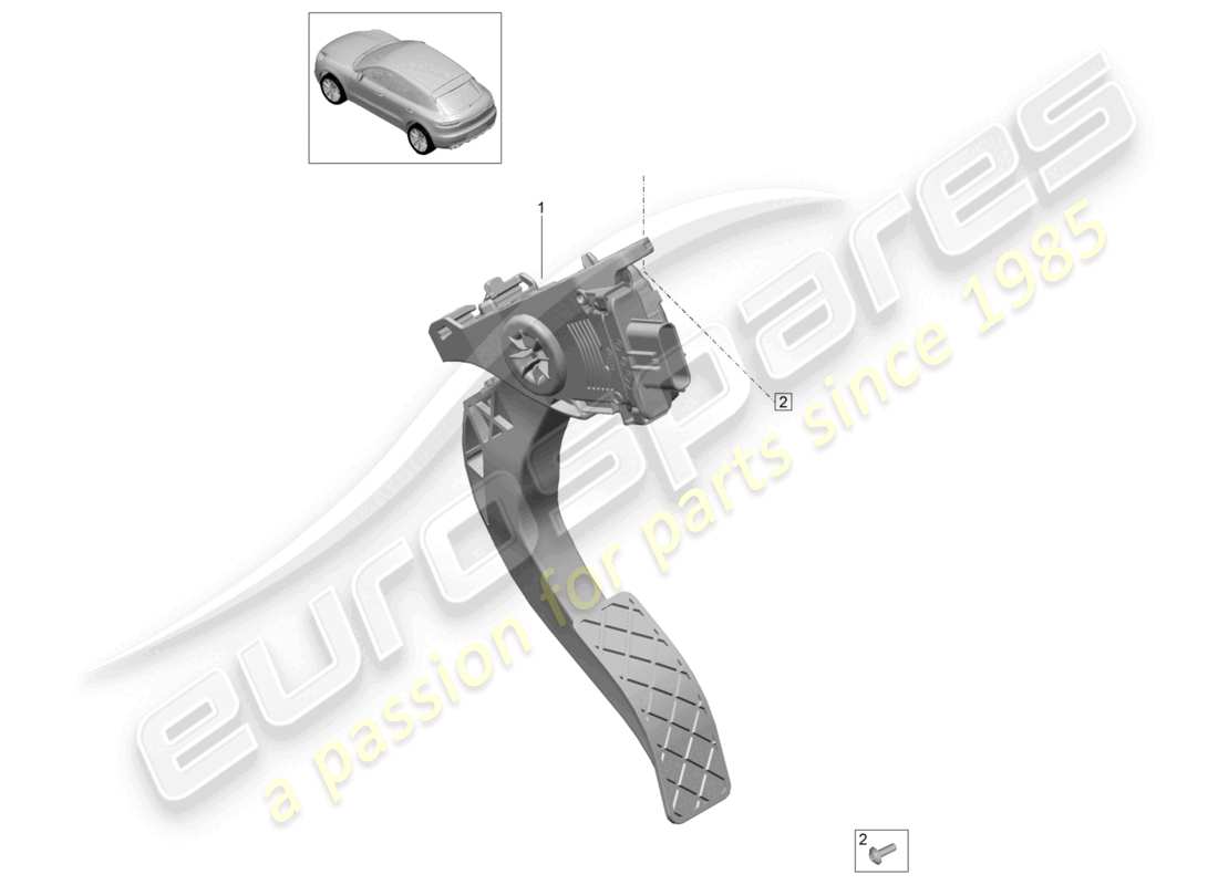 porsche 2021 (macan) schema delle parti del controllo dell'acceleratore a pedale