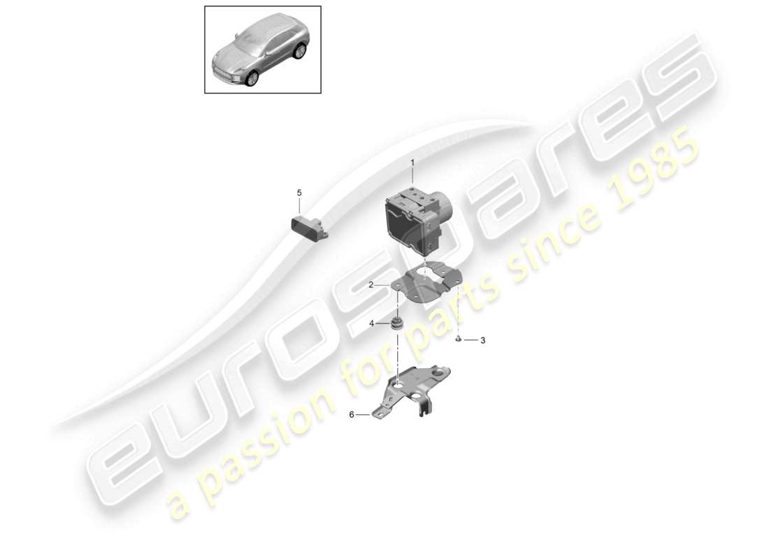 porsche 2021 (macan) unità idraulica sistema frenante antibloccaggio -abs- schema delle parti