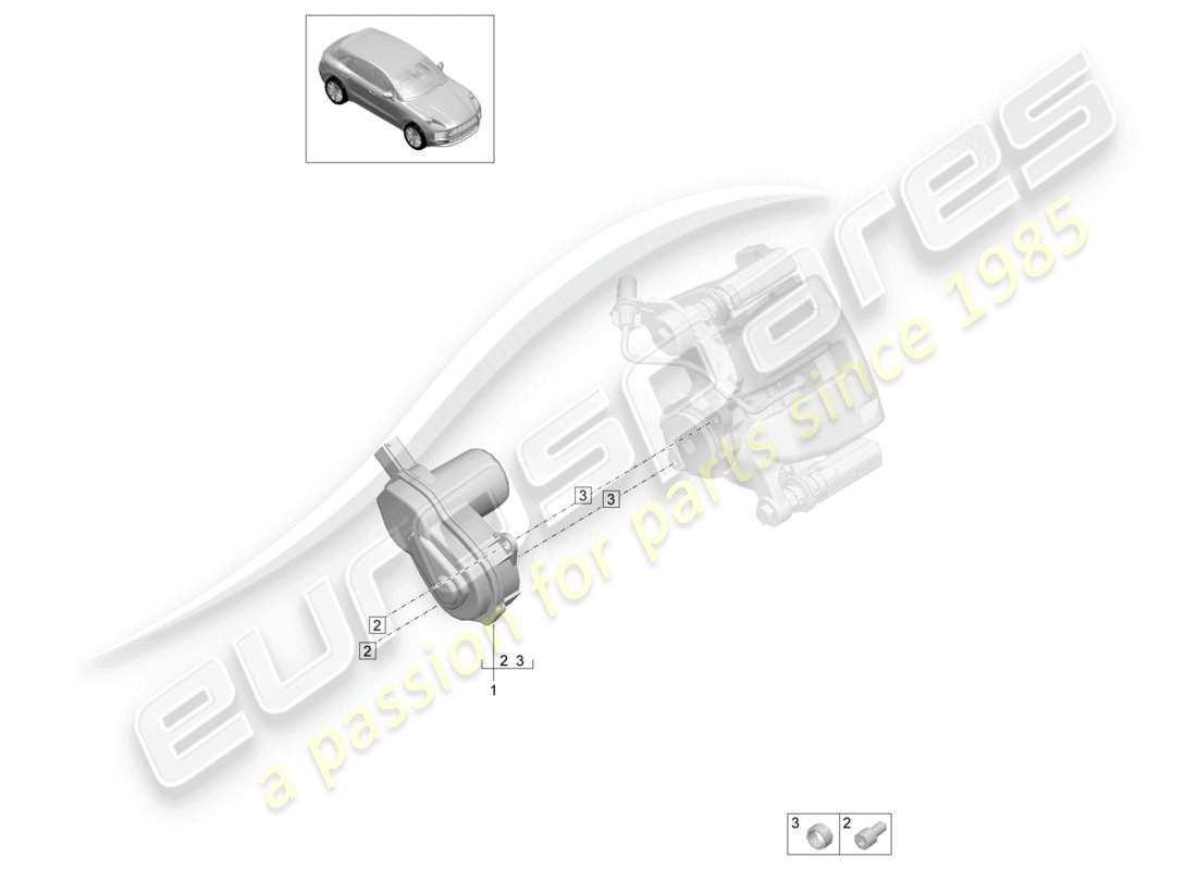 porsche 2021 (macan) freno di stazionamento assale posteriore schema delle parti
