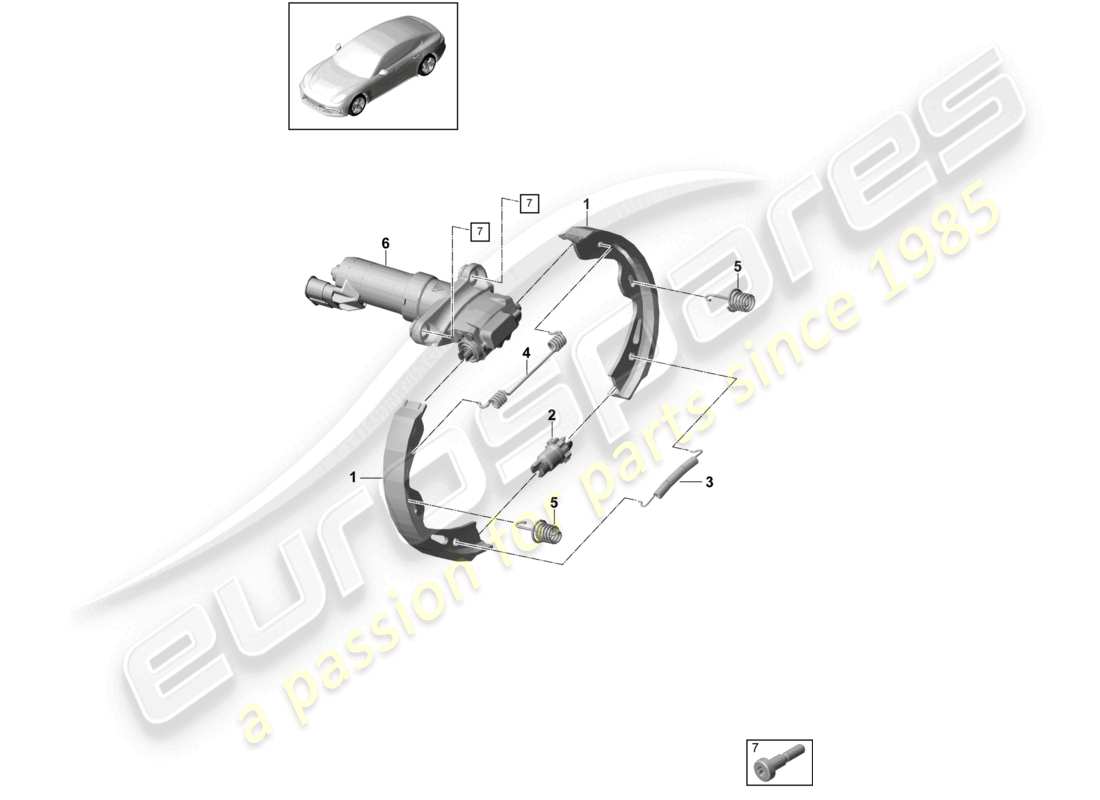 porsche 2021 (panamera 971-1) freno di stazionamento assale posteriore diagramma delle parti