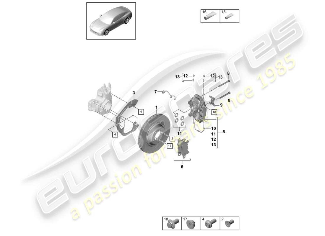 porsche 2021 (panamera 971-1) freno a disco asse posteriore diagramma delle parti
