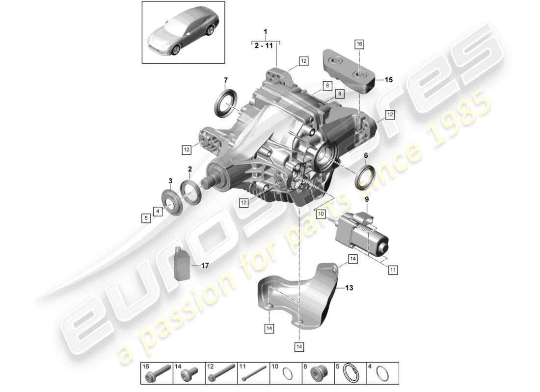 porsche 2021 (panamera 971-1) differenziale dell'asse posteriore diagramma delle parti
