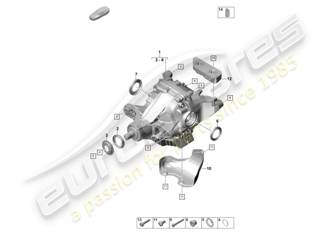 porsche 2021 (panamera 971-2) differenziale assale posteriore schema delle parti