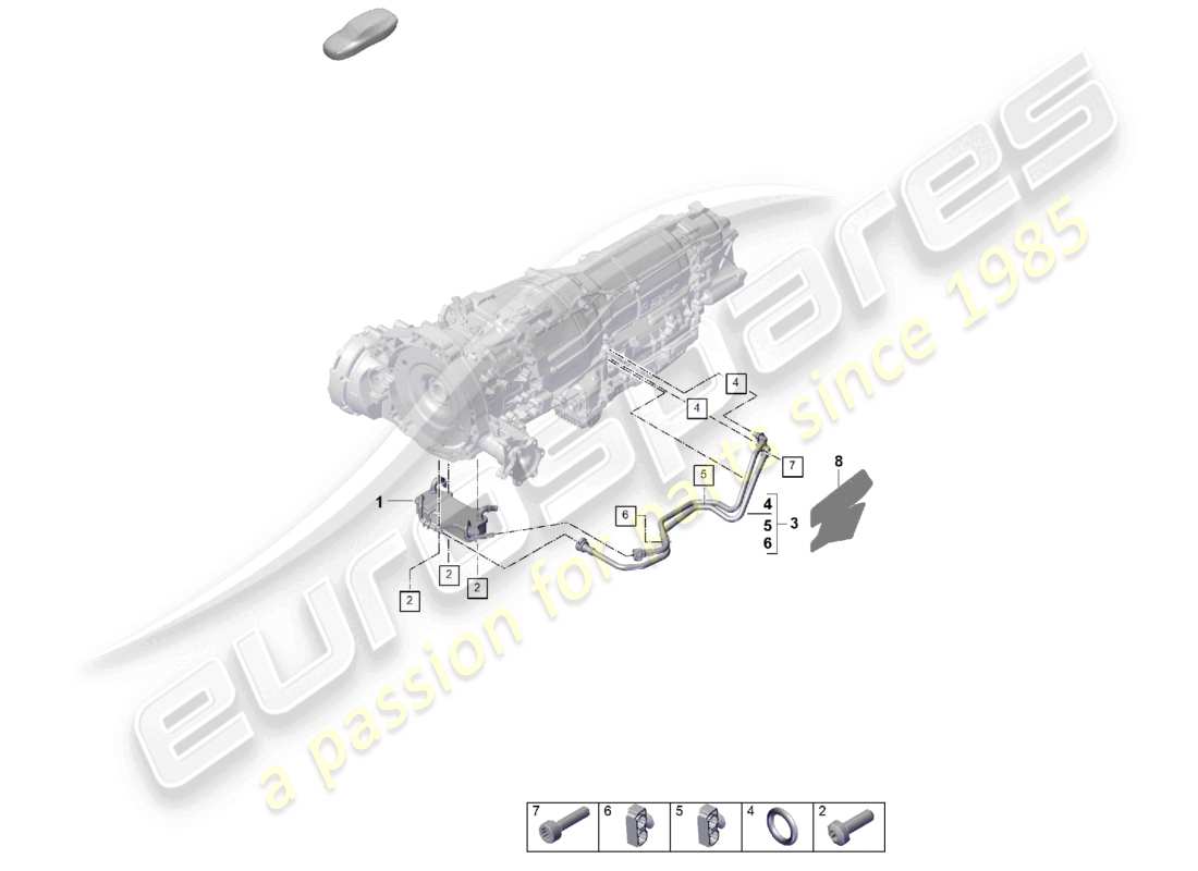 porsche 2026 (cayenne e3 pa) 8-speed cambio automatico per veicoli con trazione ibrida radiatore olio cambio tubo olio schema ricambi