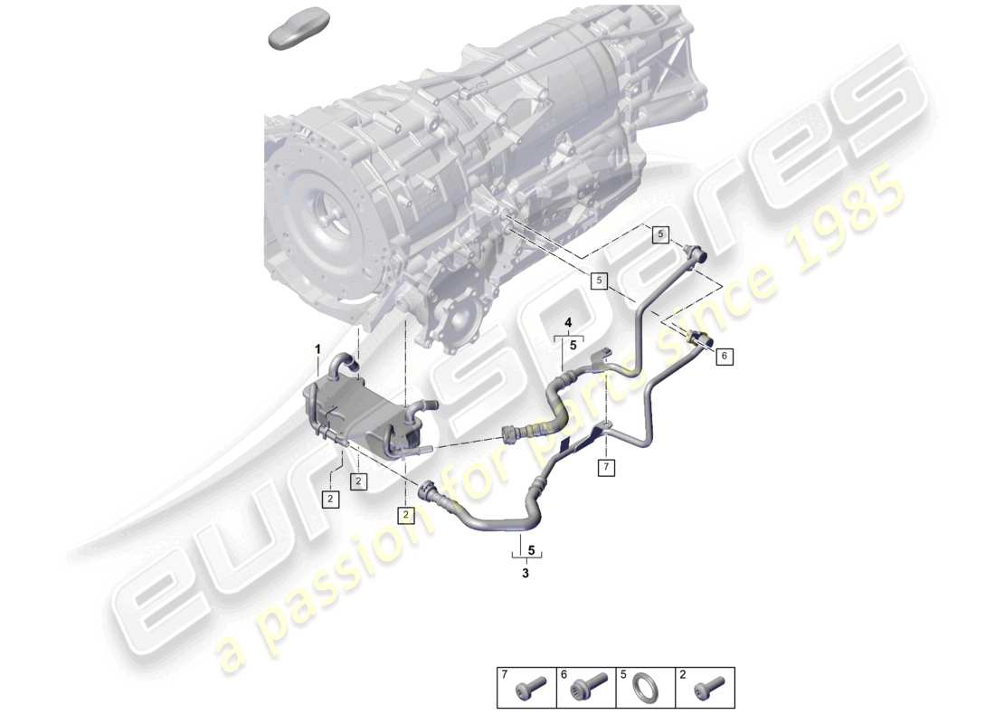 porsche 2026 (cayenne e3 pa) 8-speed cambio automatico per veicoli con trazione ibrida radiatore olio cambio tubo olio schema ricambi