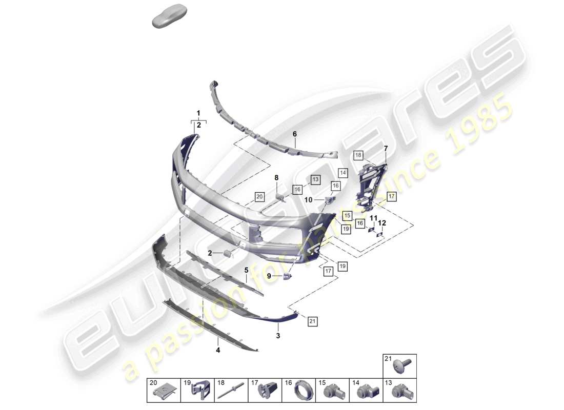 porsche 2023 (cayenne e3 pa) paraurti anteriore diagramma delle parti