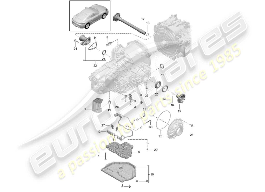 porsche 2024 (718 cayman) - pdk - schema dei componenti del cambio