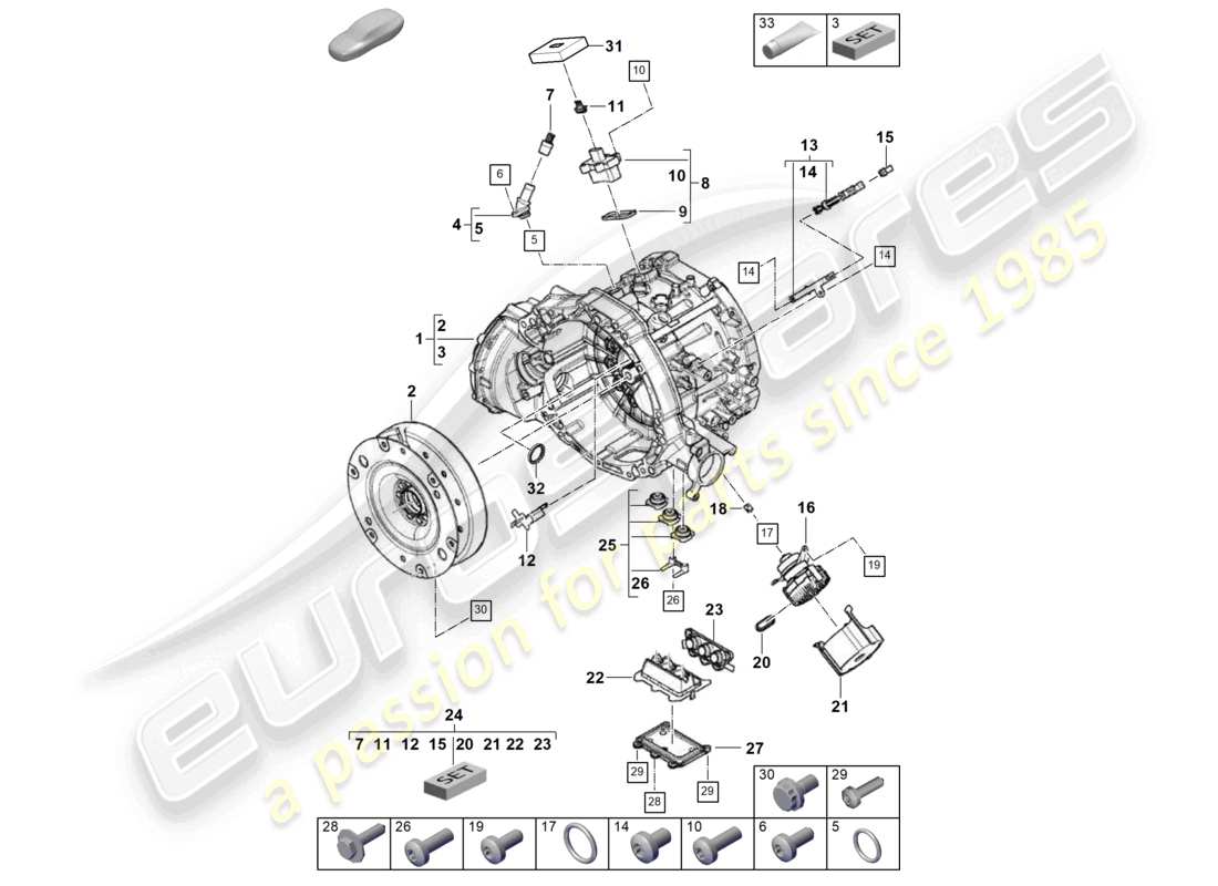 porsche 2025 (cayenne e3 pa) motore di trazione per trazione elettrica per veicoli con trazione ibrida schema delle parti