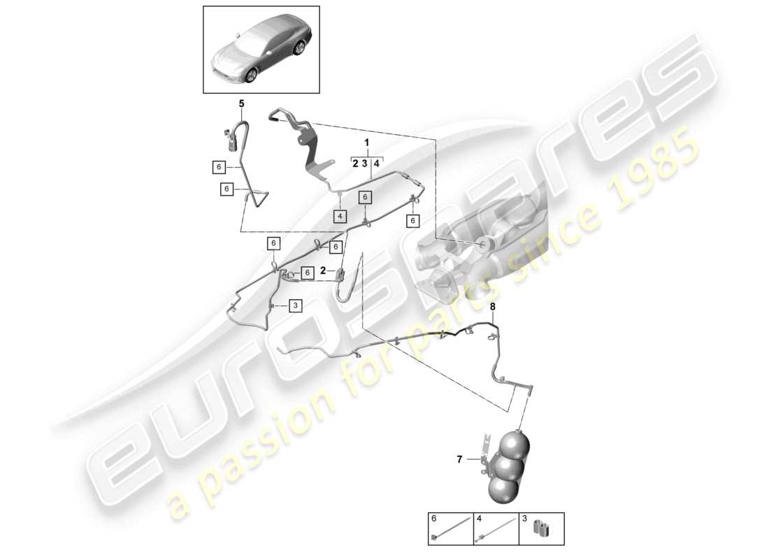 porsche 2021 (panamera 971-1) sistema di scarico del sistema di vuoto diagramma delle parti
