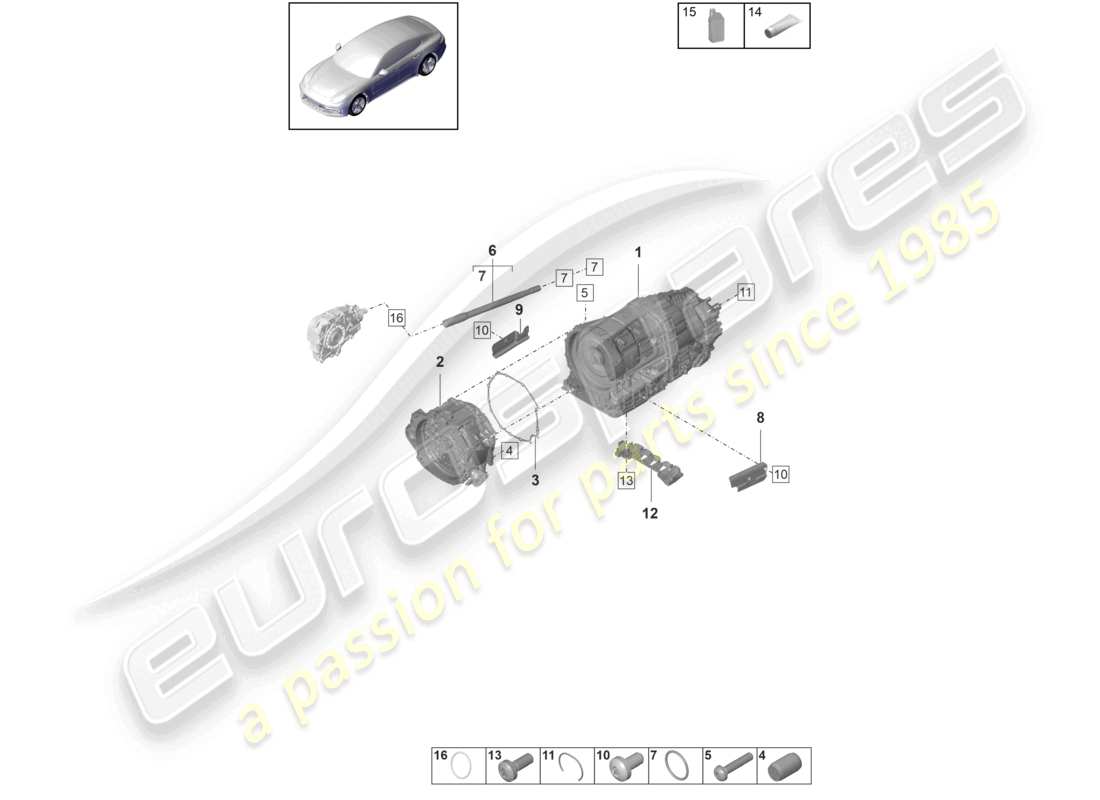 porsche 2021 (panamera 971-1) 8-speed cambio a doppia frizione - pdk - per veicoli con trazione ibrida schema ricambi
