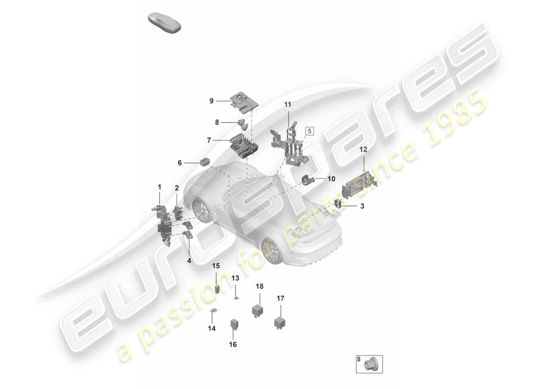 porsche 2024 (992-2 gt3/rs/st) cruscotto elettrico centrale diagramma delle parti