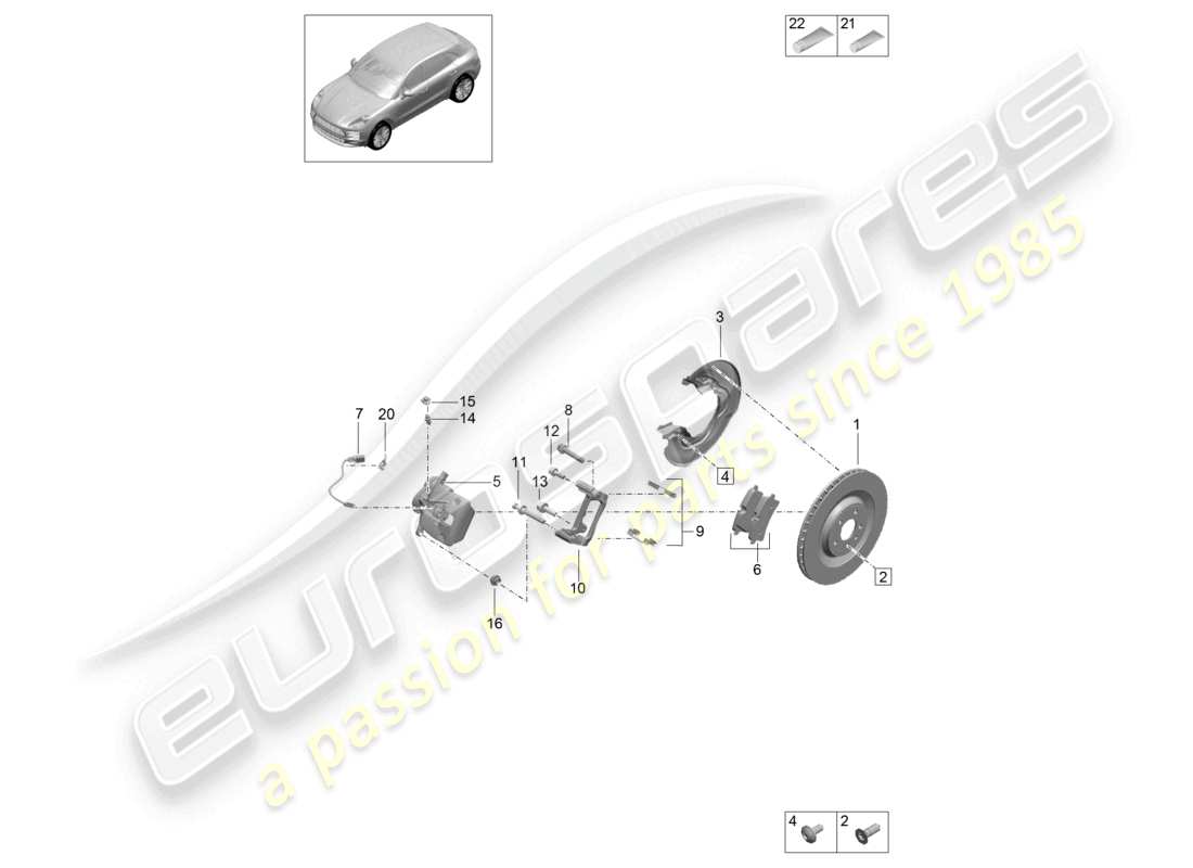 porsche 2021 (macan) freno a disco base assale posteriore nero d - mj 2022>> schema dei componenti