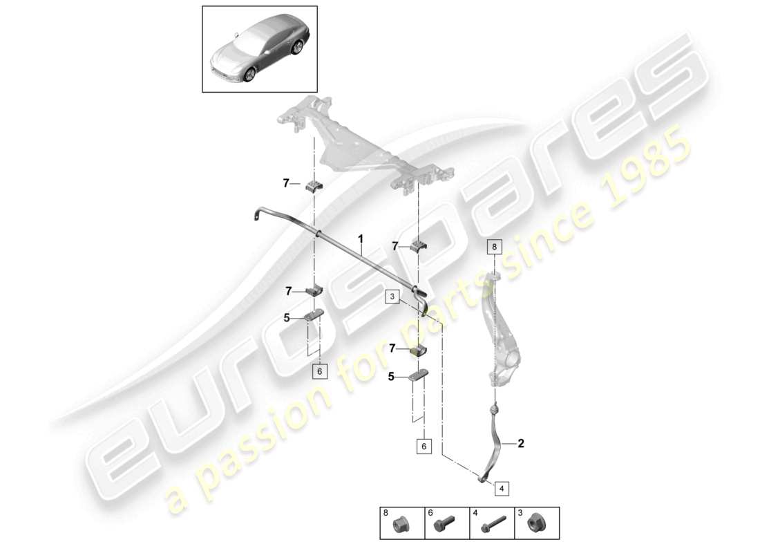 porsche 2021 (panamera 971-1) barra antirollio assale anteriore diagramma delle parti