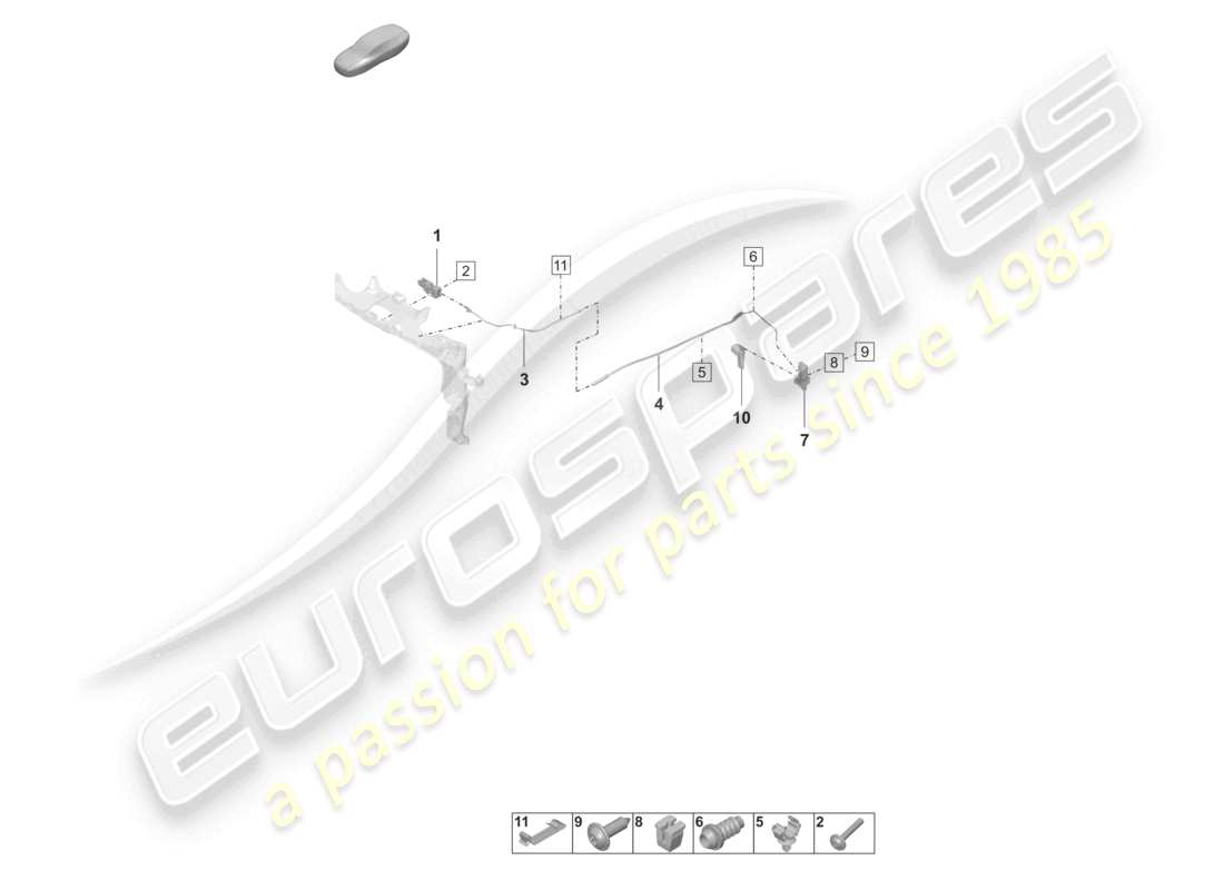 porsche 2024 (panamera 971-2) schema delle parti degli accessori anteriori della serratura del coperchio