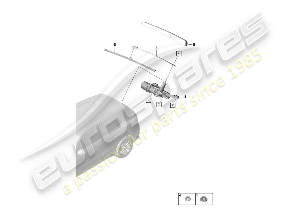 porsche 2021 (cayenne e3 9ya/9yb) tergicristallo posteriore diagramma delle parti