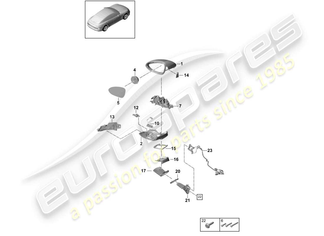porsche 2021 (panamera 971-1) specchietto retrovisore esterno specchietto retrovisore interno accessori schema delle parti
