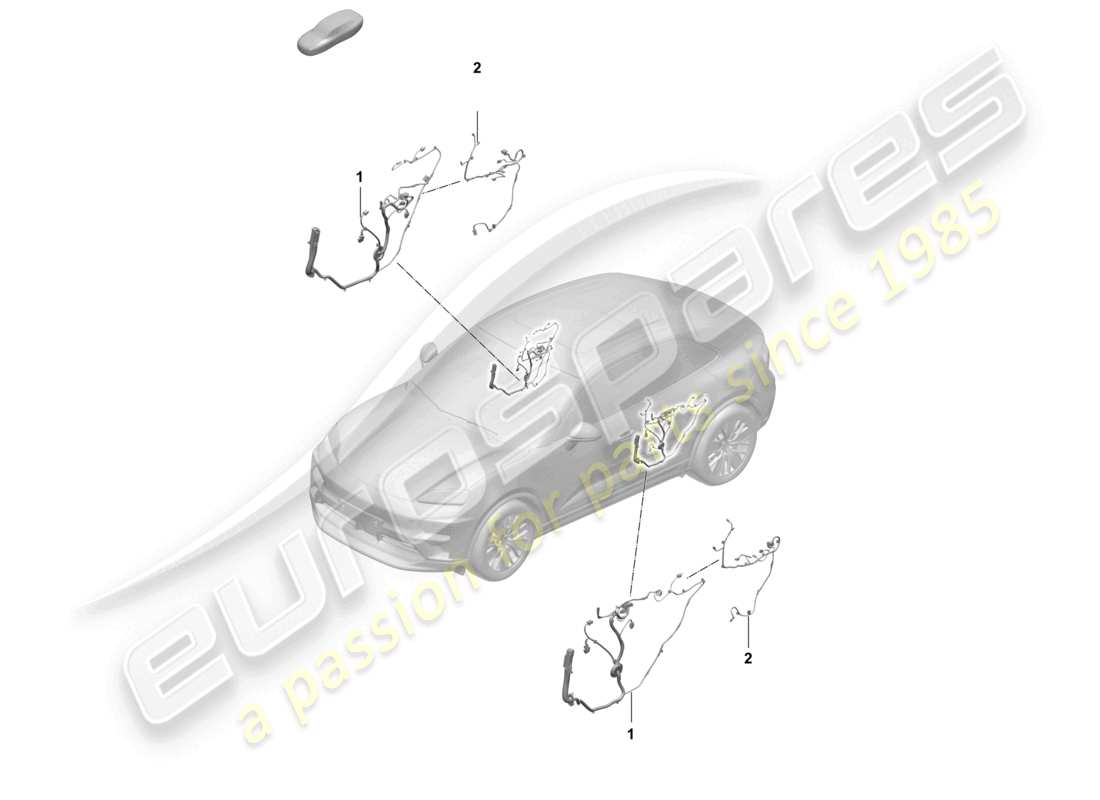 porsche 2025 (macan-e) schema elettrico del set di cavi per la parte posteriore della porta
