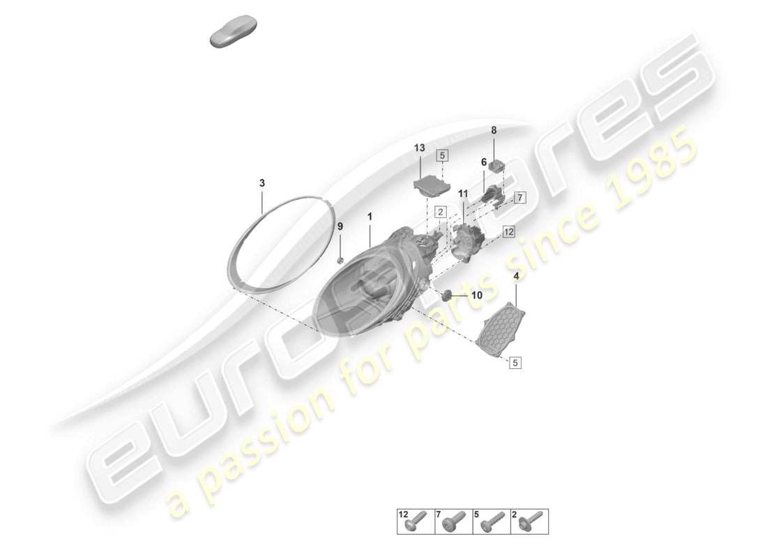 porsche 2025 (992-2 gt3/rs/st) faro led base diagramma delle parti