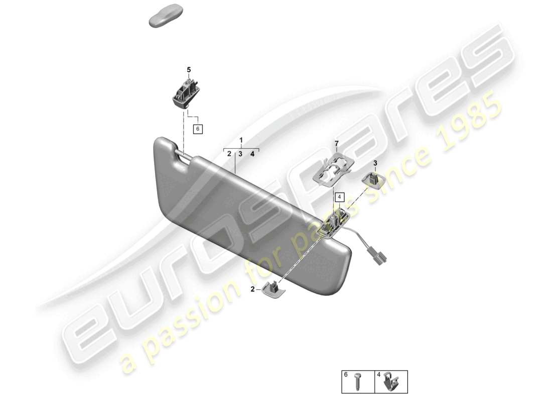 porsche 2026 (panamera 976) schema delle parti delle visiere parasole