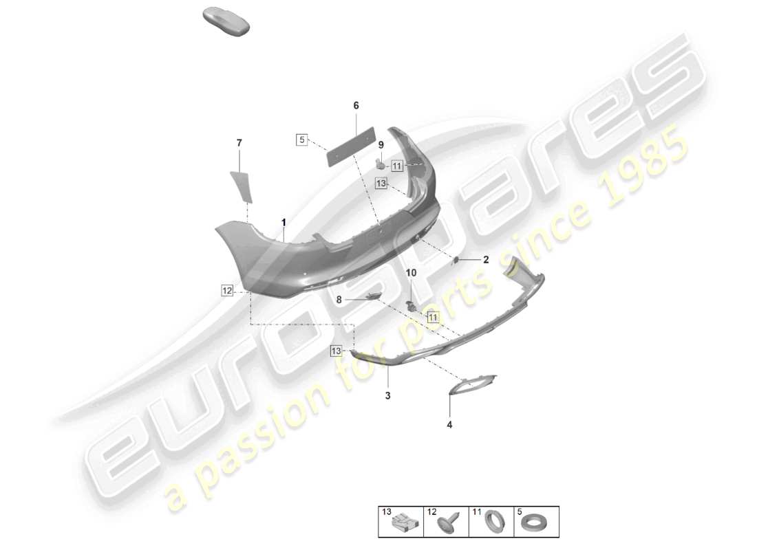 porsche 2024 (panamera 971-2) schema delle parti paraurti posteriore