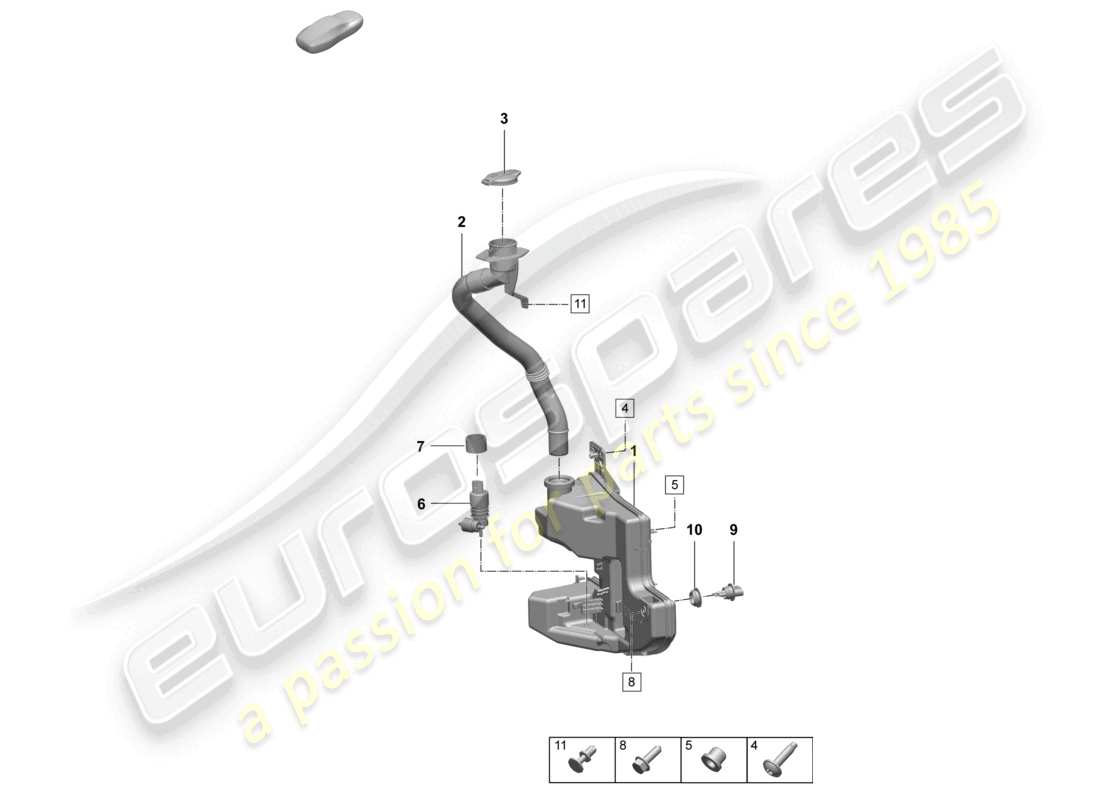 porsche 2025 (macan-e) serbatoio dell'acqua di lavaggio e singole parti diagramma delle parti