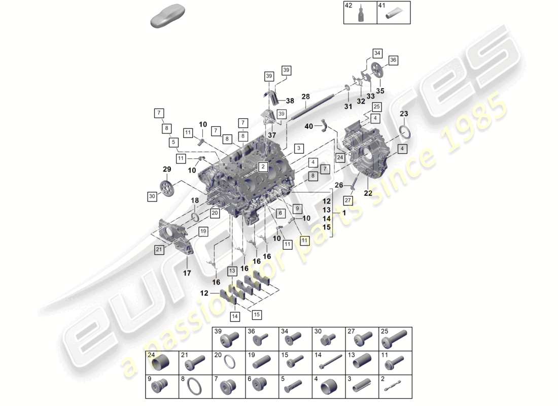 porsche 2026 (cayenne e3 pa) carter motore parti singole diagramma delle parti