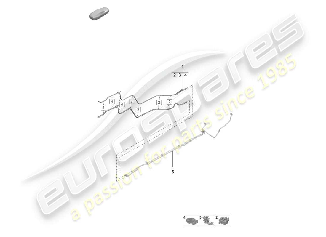 porsche 2022 (992-1 gt3/rs/st) diagramma della parte posteriore della linea del carburante