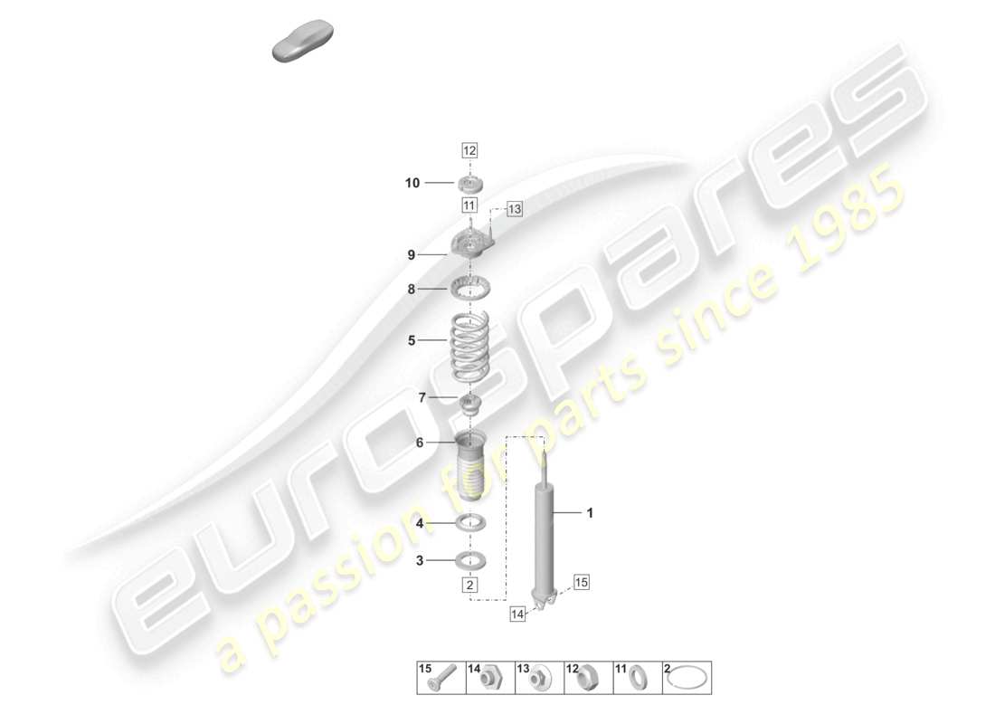 porsche 2023 (992-1 turbo / s) ammortizzatore (cilindro a molla) parte singola diagramma della parte