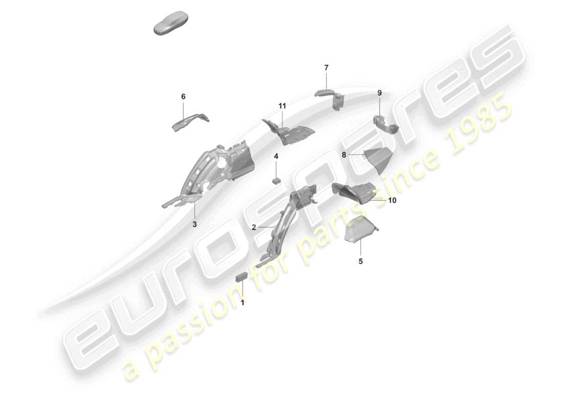 porsche 2024 (panamera 971-2) assorbitore acustico rivestimento del pannello laterale per il vano bagagli schema delle parti