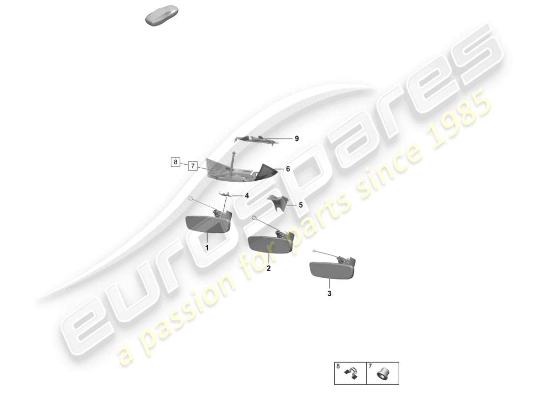 porsche 2025 (macan-e) specchietto retrovisore interno sensore pioggia accessori schema delle parti