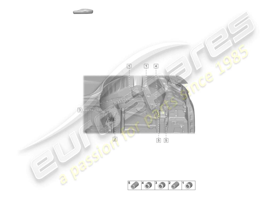 porsche 2020 (taycan 9j1-1) parte posteriore parte laterale traversa con supporto assale diagramma delle parti