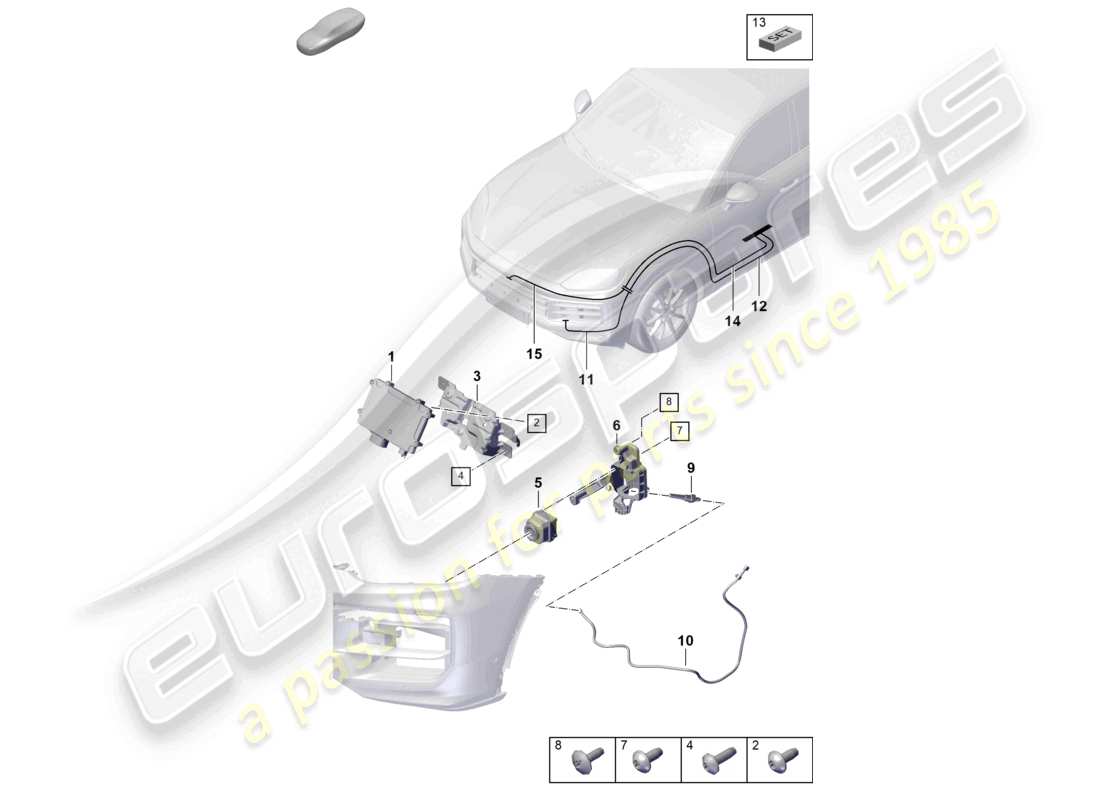 porsche 2025 (cayenne e3 pa) telecamera per sistema di visione notturna singoli componenti per veicoli con sistema di visione notturna schema dei componenti