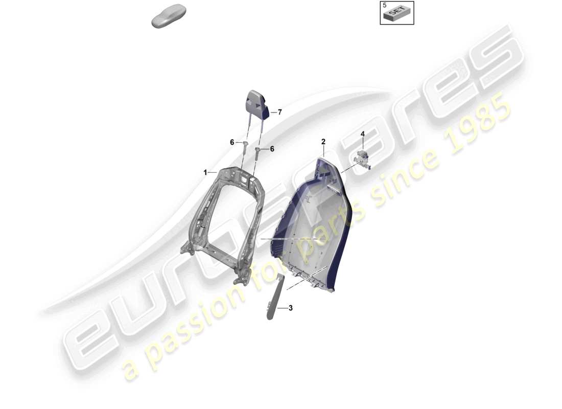 porsche 2026 (cayenne e3 pa) telaio dello schienale rivestimento dello schienale sedile sportivo schema delle parti