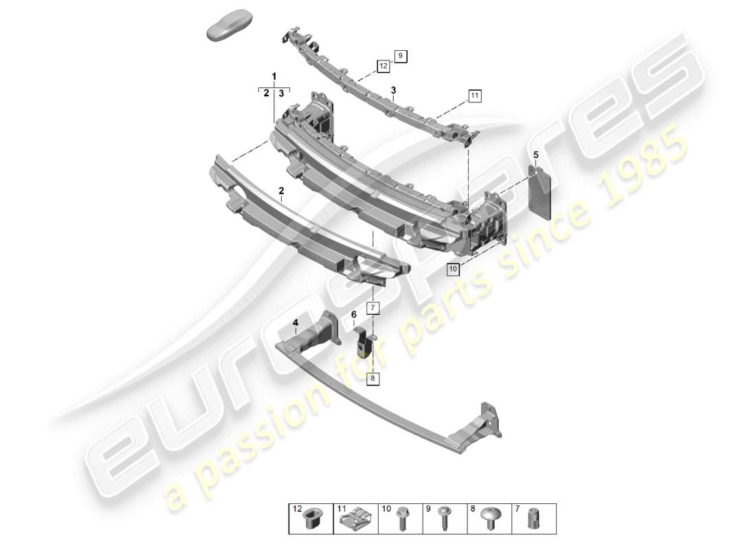 porsche 2024 (992-2) diagramma delle parti del supporto paraurti anteriore