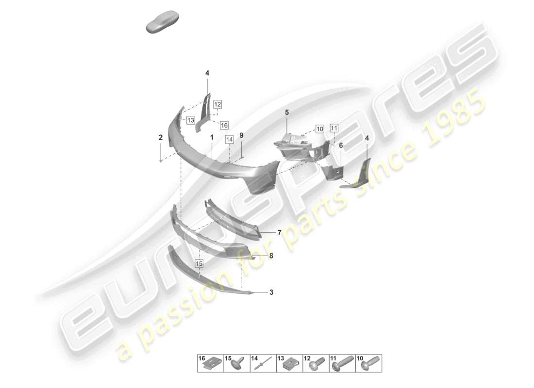 porsche 2022 (992-1 gt3/rs/st) paraurti anteriore gt3 rs schema parte