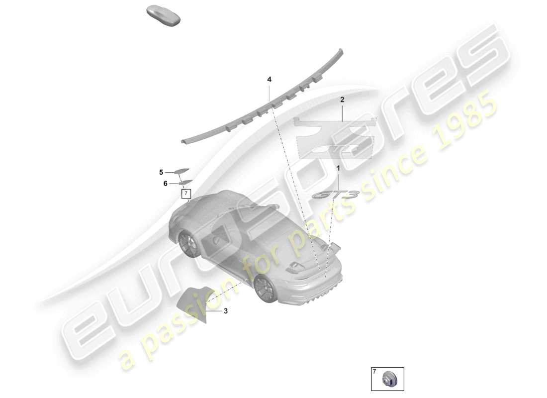 porsche 2023 (992-1 gt3/rs/st) iscrizioni/lettere diagramma delle parti