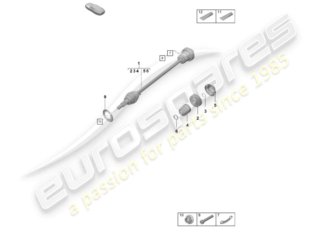 porsche 2024 (992-2 turbo / s) albero di trasmissione assale anteriore diagramma delle parti