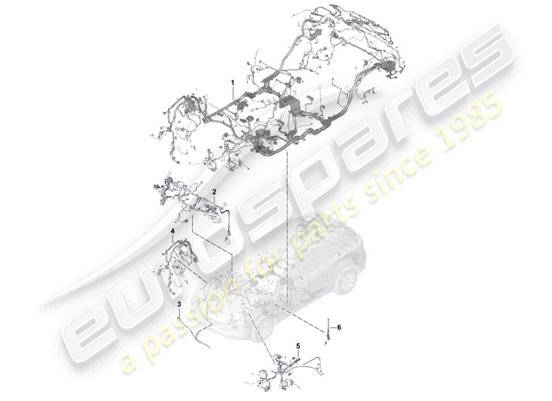 porsche 2023 (cayenne e3 9ya/9yb) cablaggi cablaggio cruscotto abitacolo e cablaggio sezione parti schema delle parti