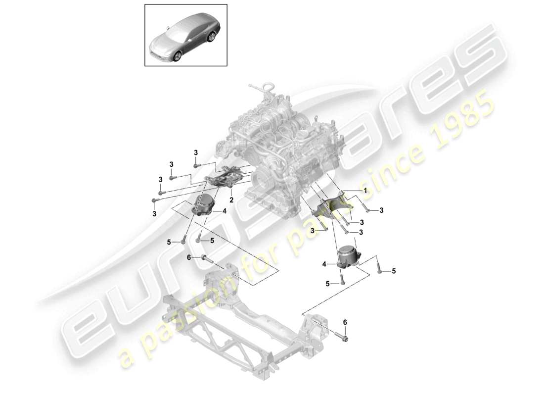 porsche 2021 (panamera 971-1) dispositivo di sollevamento del motore consolle per montaggio motore montaggio motore schema delle parti