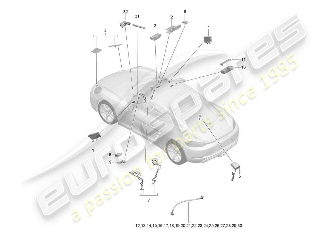 porsche 2024 (718 cayman) schema elettrico del singolo filo aereo