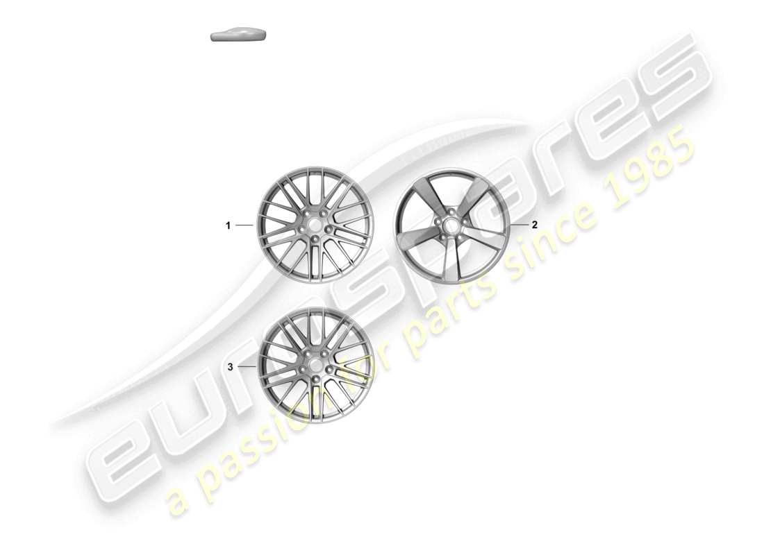 porsche 2026 (992-2 turbo / s) diagramma delle parti del cerchio in lega