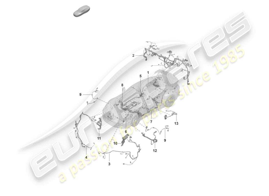 porsche 2022 (992-1 gt3/rs/st) paraurti anteriore con set di cavi diagramma delle parti
