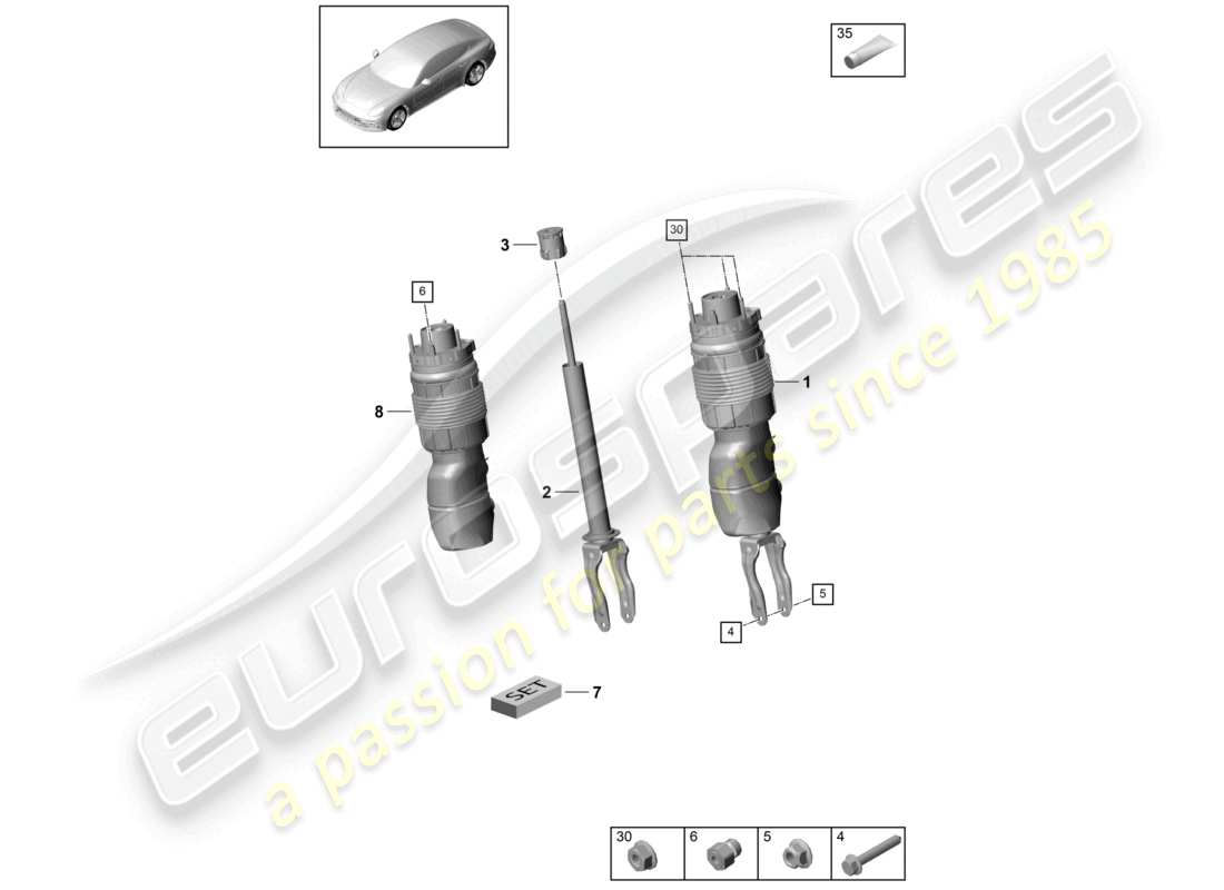 porsche 2021 (panamera 971-1) molla pneumatica diagramma delle parti