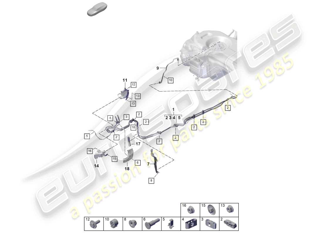 porsche 2026 (cayenne e3 pa) schema della parte inferiore della linea del carburante