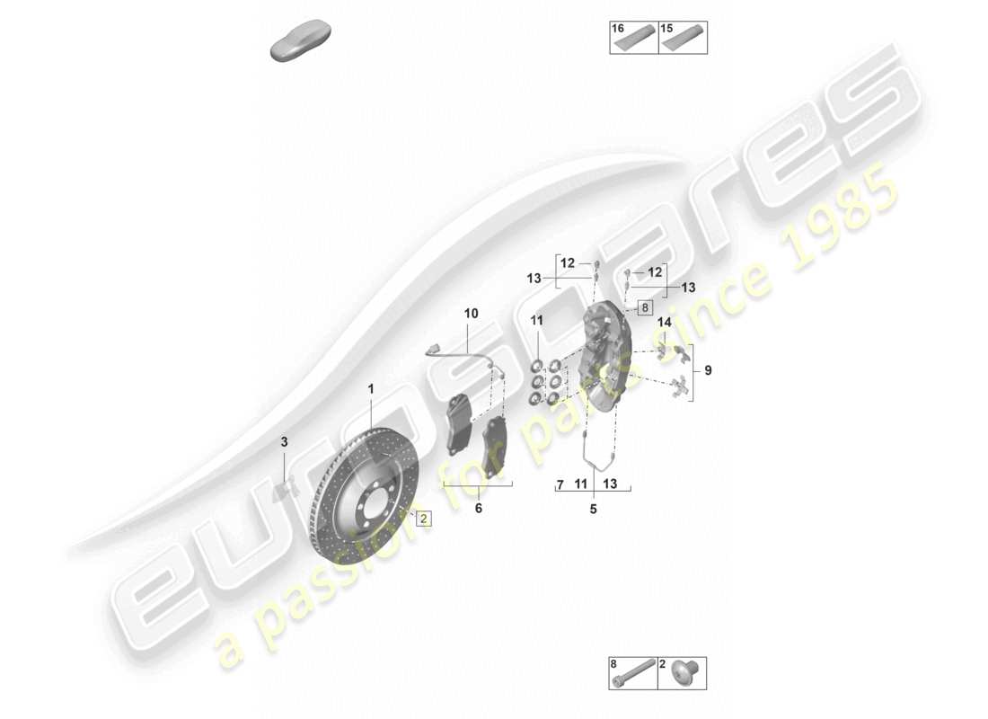 porsche 2022 (992-1 gt3/rs/st) freno a disco gg assale anteriore gt3 rs diagramma parte