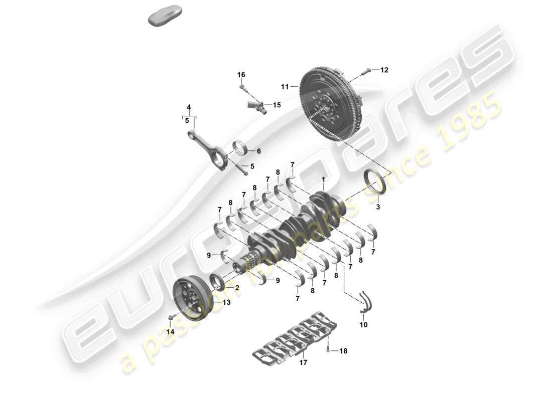 porsche 2024 (992-2) diagramma delle parti del volano della biella dell'albero motore
