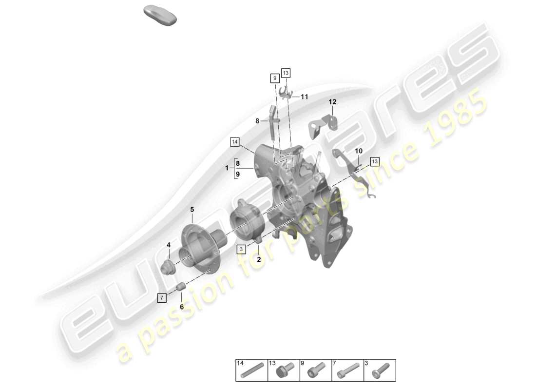 porsche 2022 (992-1 gt3/rs/st) assale posteriore supporto ruota mozzo ruota cuscinetto ruota con parti di montaggio diagramma delle parti
