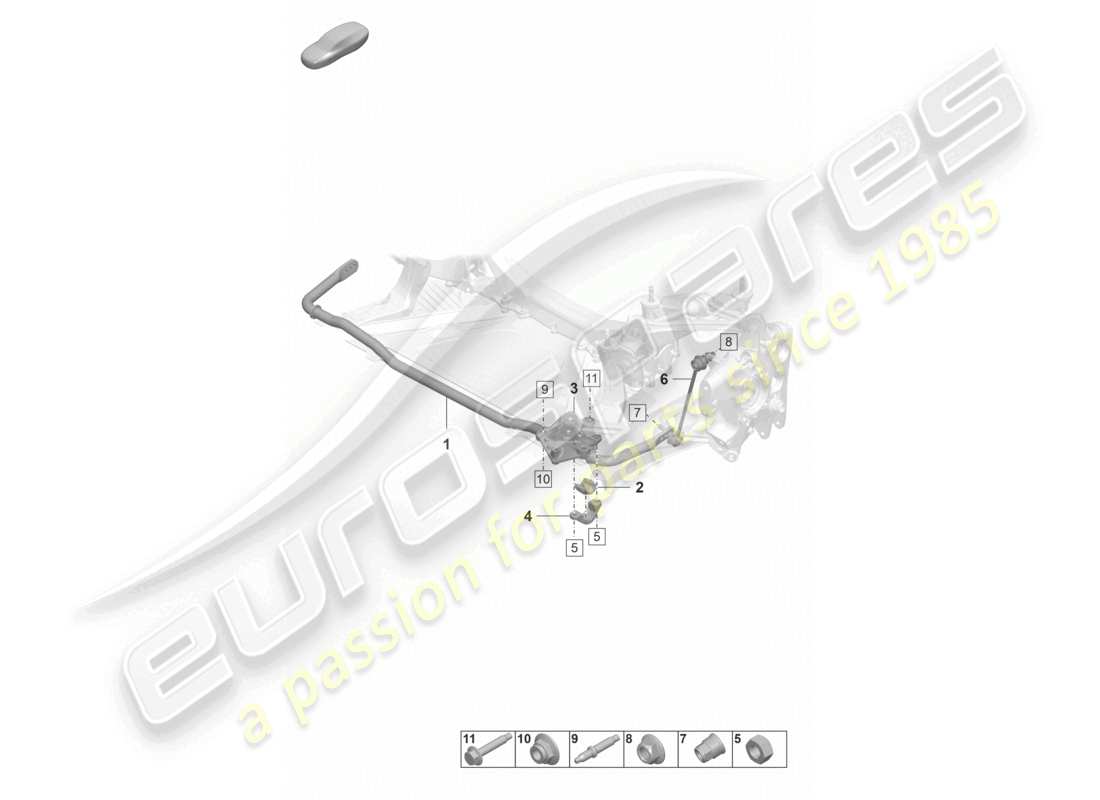 porsche 2021 (992-1 gt3/rs/st) barra antirollio barra di accoppiamento diagramma delle parti