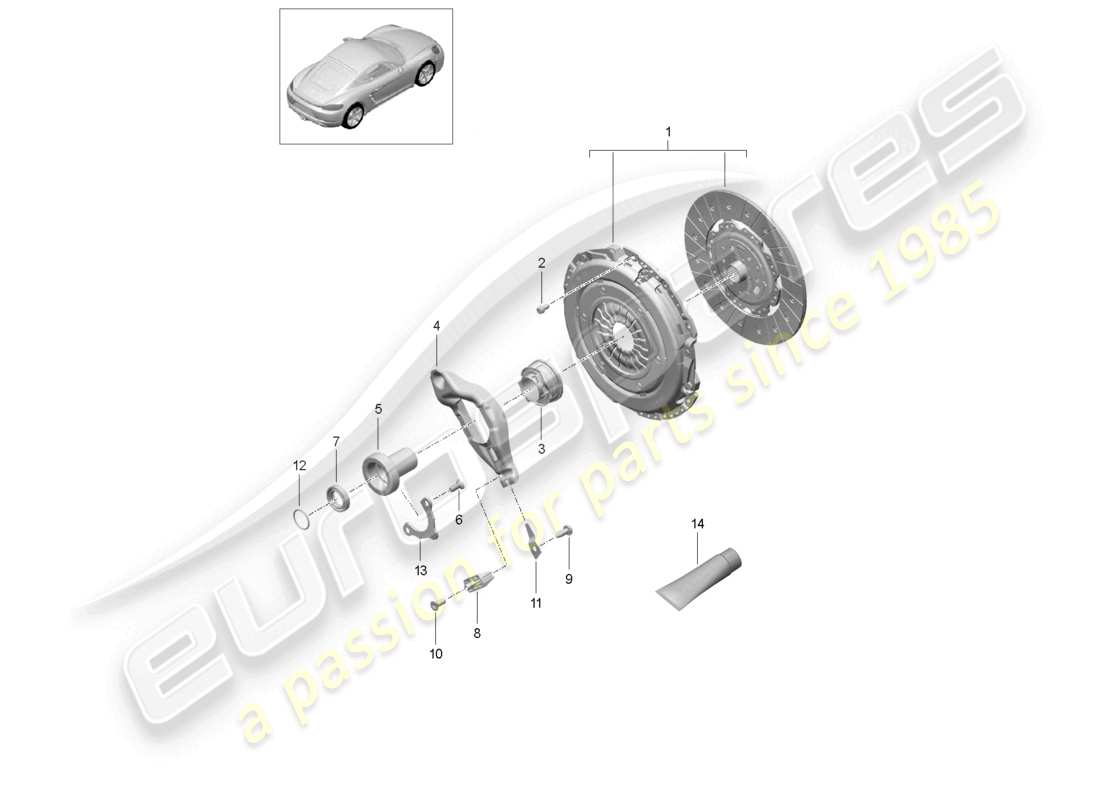 porsche 2021 (718 cayman) diagramma delle parti di accoppiamento