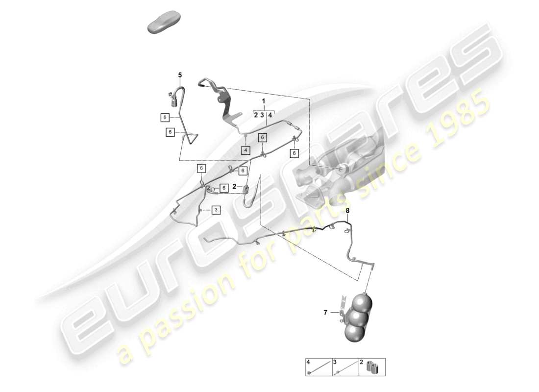 porsche 2024 (panamera 971-2) schema delle parti del sistema di scarico del sistema di vuoto